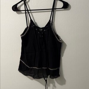 Moon River Black Lace-Up Camisole